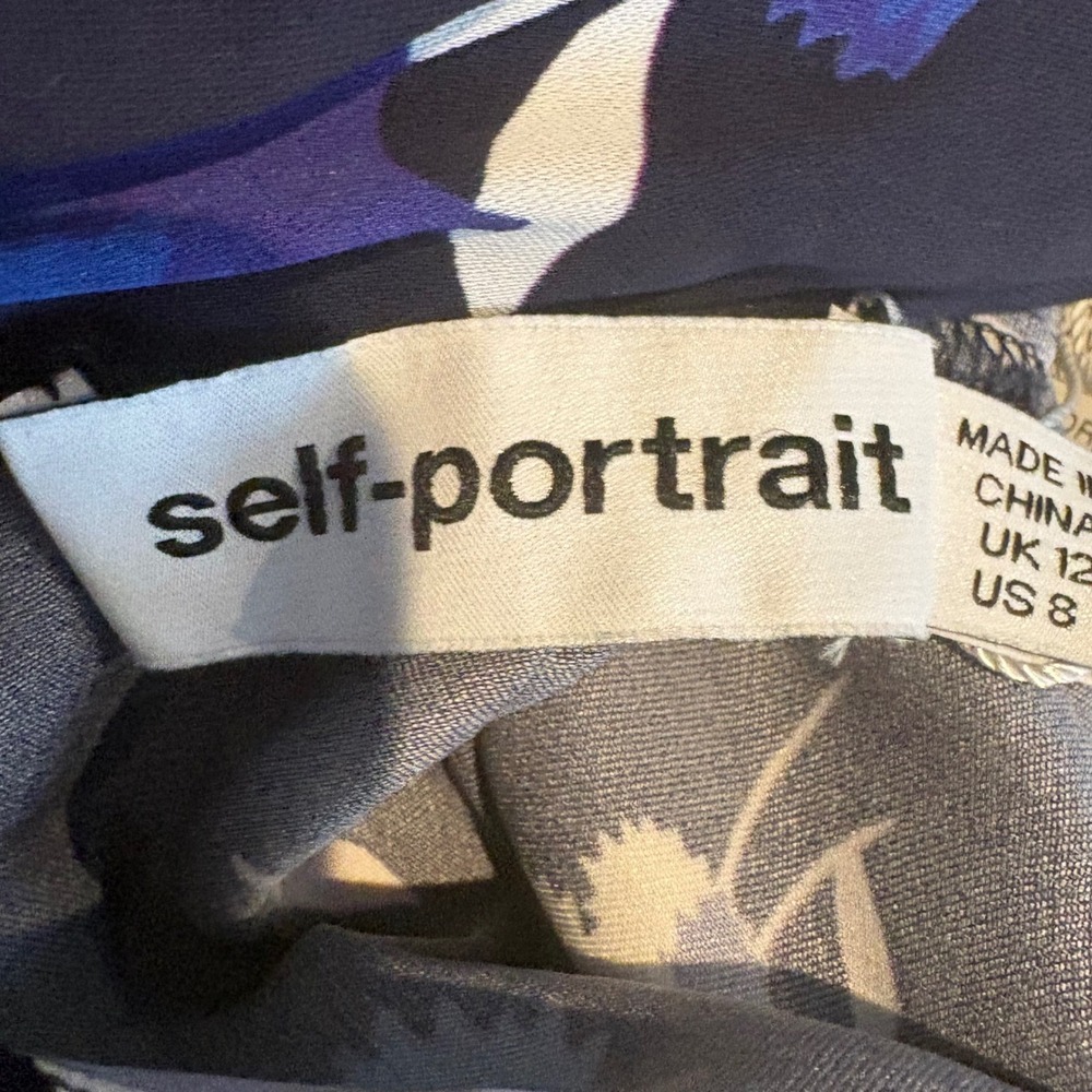 Self Portrait Womens Botanical-Print Jersey Crepe Navy Minidress US 8 - Picture 11 of 15
